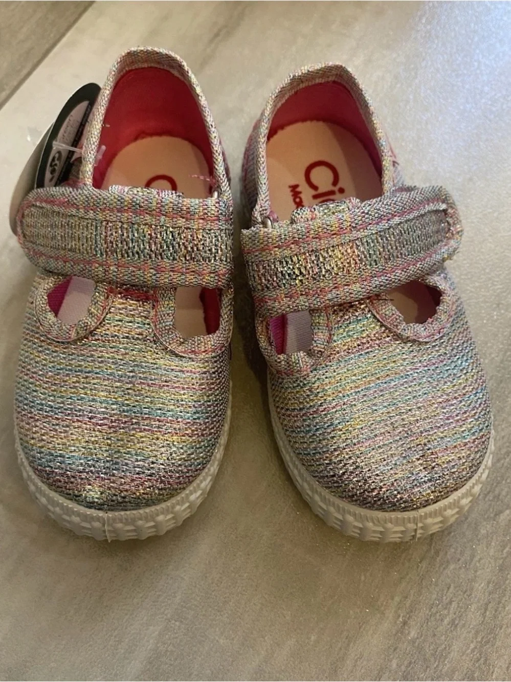 NWT Cienta Rainbow Sparkle Mary Jane T-Strap Mary Jane Sneaker Toddler 3.5